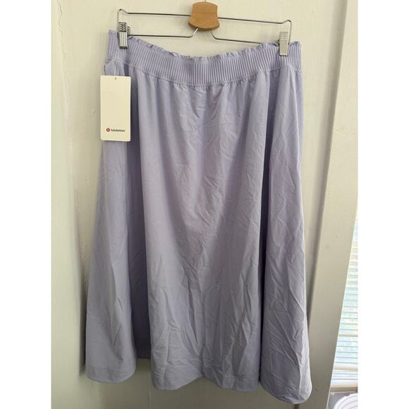Lululemon Stretch Ruffle Waist Midi Skirt Lavender Frost | Size XL - Picture 6 of 7